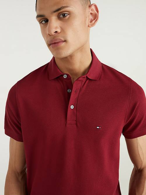 Tommy Hilfiger 1985 Essential Slim Fit Moški Polo Majica Rdeča | TH013ZQN