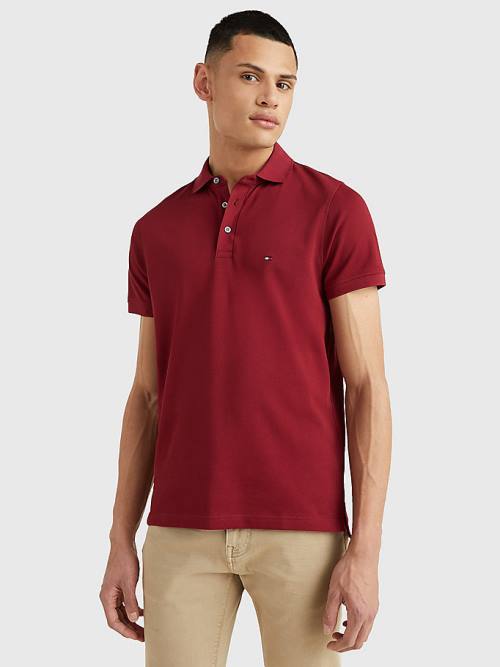 Tommy Hilfiger 1985 Essential Slim Fit Moški Polo Majica Rdeča | TH013ZQN