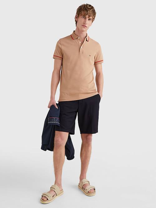 Tommy Hilfiger 1985 Essential TH Flex Slim Moški Polo Majica Rjav | TH621AZQ