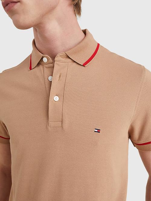 Tommy Hilfiger 1985 Essential TH Flex Slim Moški Polo Majica Rjav | TH621AZQ