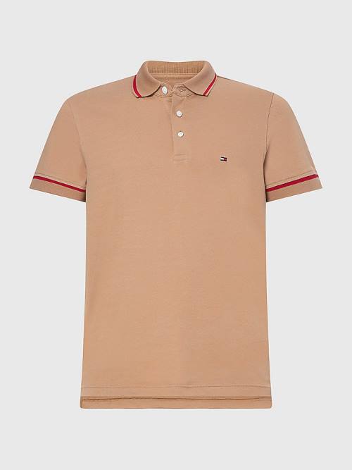 Tommy Hilfiger 1985 Essential TH Flex Slim Moški Polo Majica Rjav | TH621AZQ