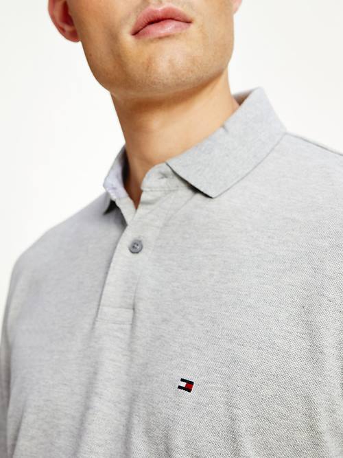 Tommy Hilfiger 1985 TH Flex Regular Fit Long Sleeve Moški Polo Majica Siva | TH532QLG