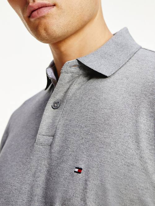 Tommy Hilfiger 1985 TH Flex Regular Fit Long Sleeve Moški Polo Majica Siva | TH958UVS