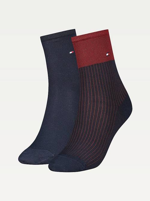 Tommy Hilfiger 2-Pack Colour-Blocked Ankle Ženske Nogavice Modra | TH498RCE