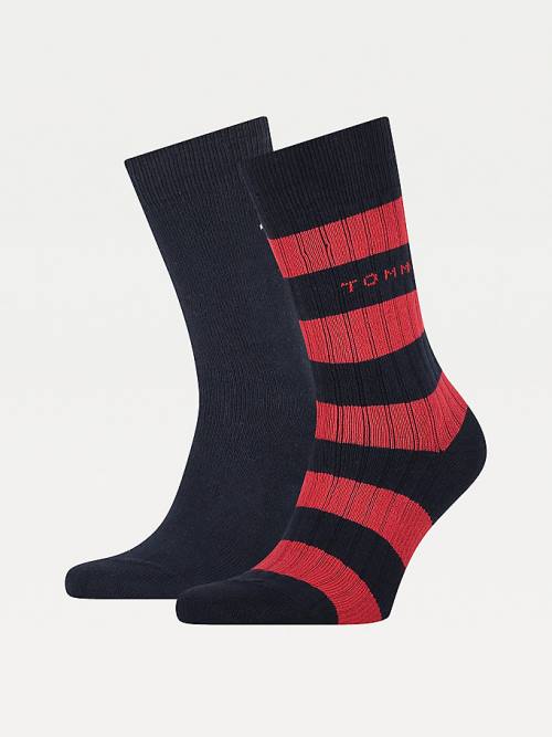 Tommy Hilfiger 2-Pack Rib-Knit Rugby Moški Nogavice Modra | TH541YVD