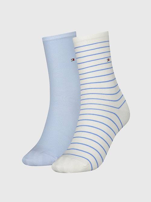 Tommy Hilfiger 2-Pack Slim Stripe Ženske Nogavice Modra | TH358WOC