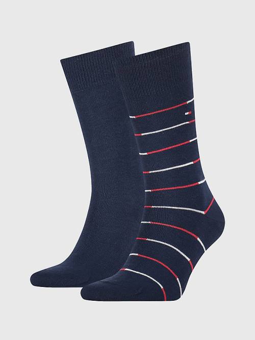 Tommy Hilfiger 2-Pack Stripe Moški Nogavice Modra | TH254KPD