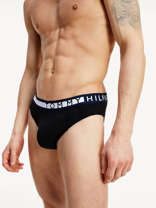 Tommy Hilfiger 3-Pack Logo Waistband Briefs Moški Spodnje Perilo Črna | TH316SDW