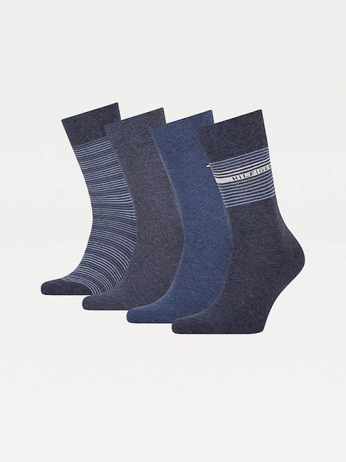 Tommy Hilfiger 4-Pack Gift Box Stripe Moški Nogavice Modra | TH231MQU