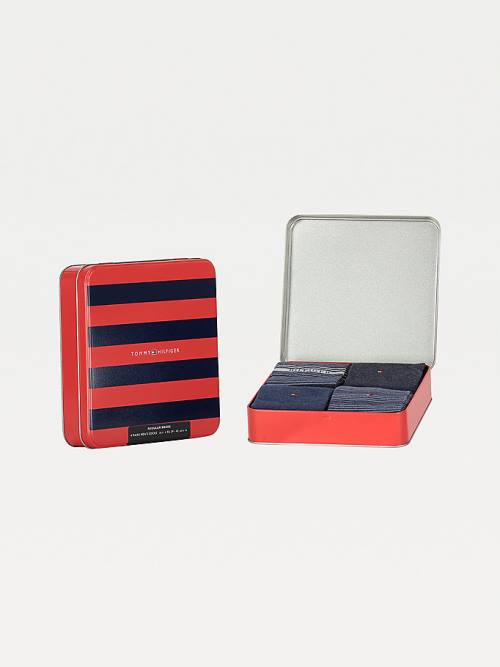 Tommy Hilfiger 4-Pack Gift Box Stripe Moški Nogavice Modra | TH231MQU