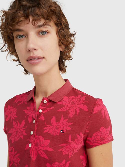 Tommy Hilfiger Abstract Print Slim Fit Ženske Polo Majica Roza | TH413MSY