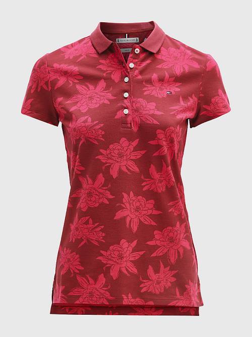 Tommy Hilfiger Abstract Print Slim Fit Ženske Polo Majica Roza | TH413MSY