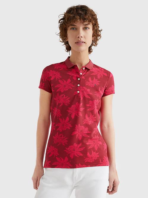 Tommy Hilfiger Abstract Print Slim Fit Ženske Polo Majica Roza | TH413MSY