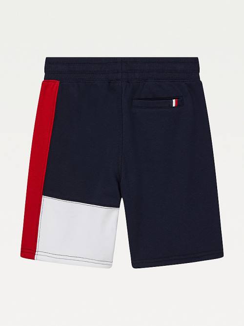 Tommy Hilfiger Adaptive Colour-Blocked Knit Shorts Fantje Hlače Modra | TH974KHW