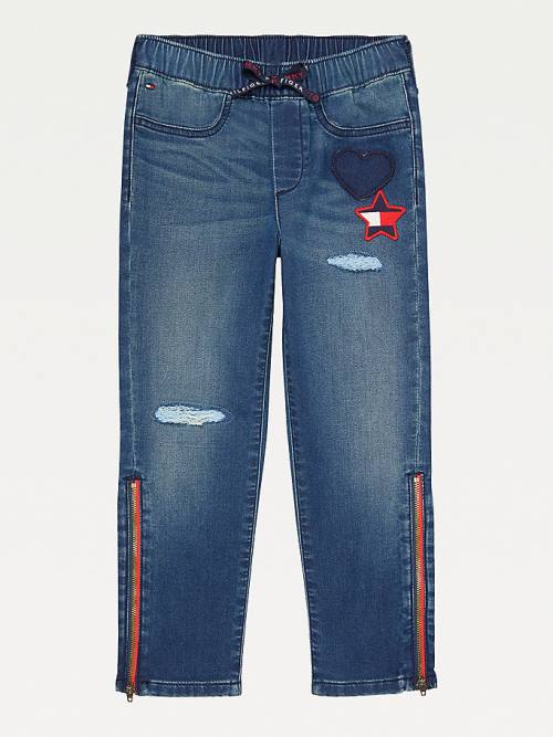 Tommy Hilfiger Adaptive Distressed Denim Joggers Dekleta Kavbojke Modra | TH014UGQ