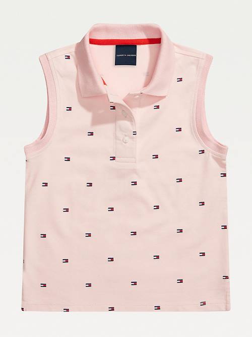 Tommy Hilfiger Adaptive Flag Print Sleeveless Polo Dekleta Majice Roza | TH706VAB