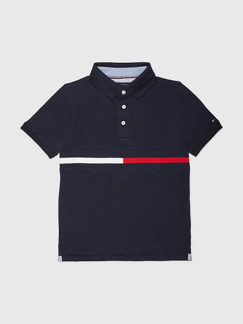 Tommy Hilfiger Adaptive Icons Stripe Polo Fantje Majice Modra | TH429RDM