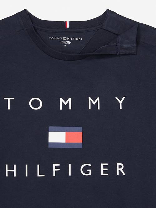 Tommy Hilfiger Adaptive Pure Cotton Logo Moški Majice Modra | TH527QJT