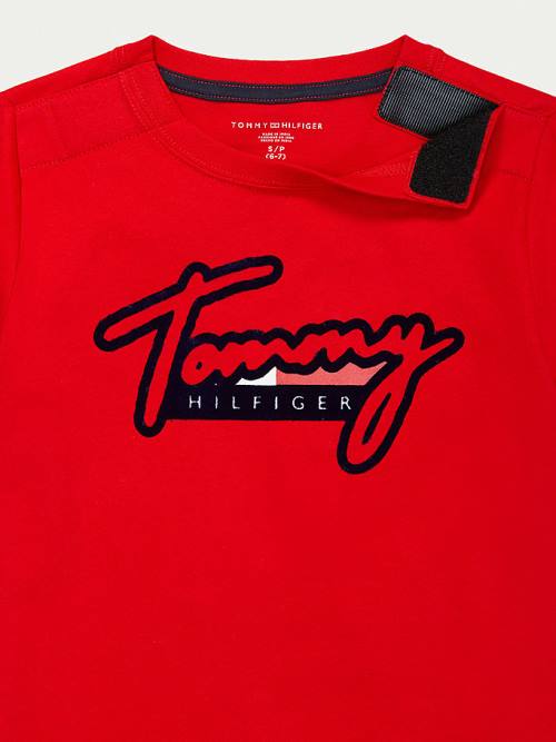 Tommy Hilfiger Adaptive Pure Cotton Logo Fantje Majice Rdeča | TH927EZH