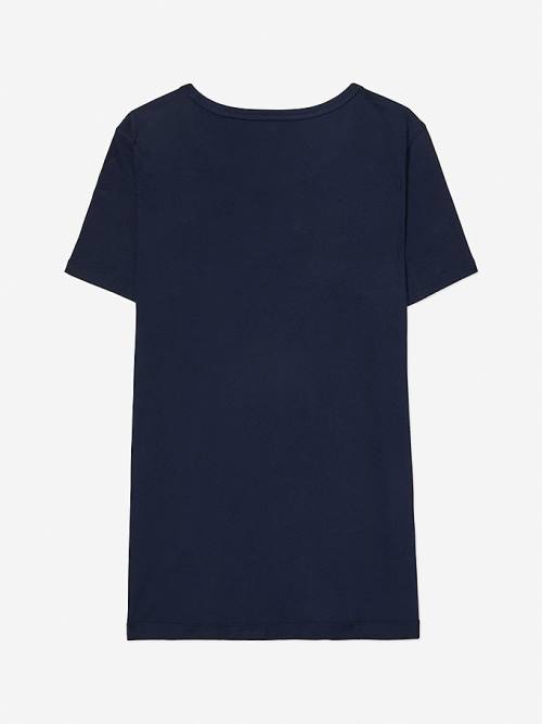 Tommy Hilfiger Adaptive Pure Cotton Logo Ženske Majice Modra | TH931TYV