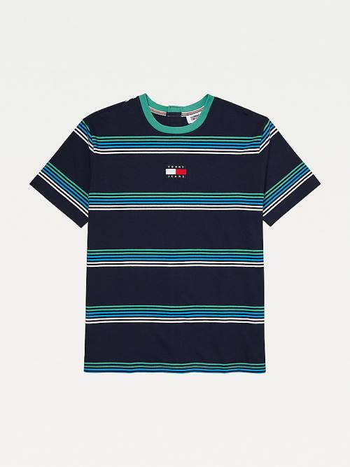 Tommy Hilfiger Adaptive Seated Fit Stripe Badge Moški Majice Modra | TH149NHW