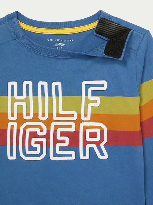 Tommy Hilfiger Adaptive Stripe Logo Long Sleeve Fantje Majice Modra | TH320ACP