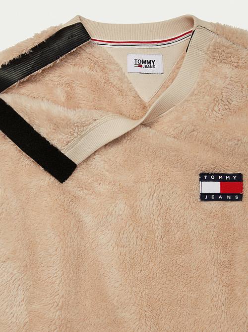 Tommy Hilfiger Adaptive Tommy Badge Fleece Moški Pulover Bež | TH795ACU