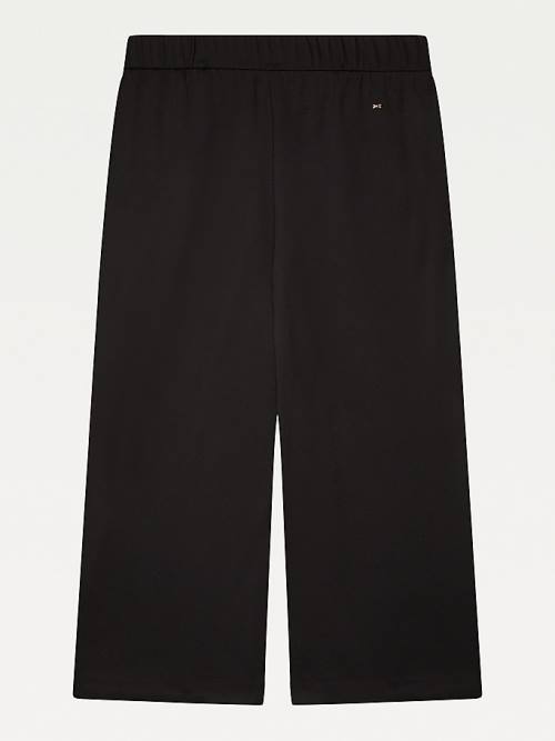 Tommy Hilfiger Adaptive Wide Leg Cropped Trousers Ženske Kavbojke Črna | TH364SJP