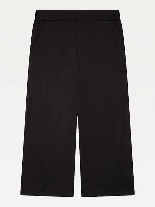 Tommy Hilfiger Adaptive Wide Leg Cropped Trousers Ženske Kavbojke Črna | TH364SJP