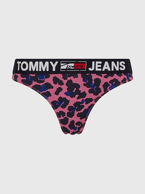 Tommy Hilfiger All-Over Logo Print Thong Ženske Spodnje Perilo Roza | TH209FOB