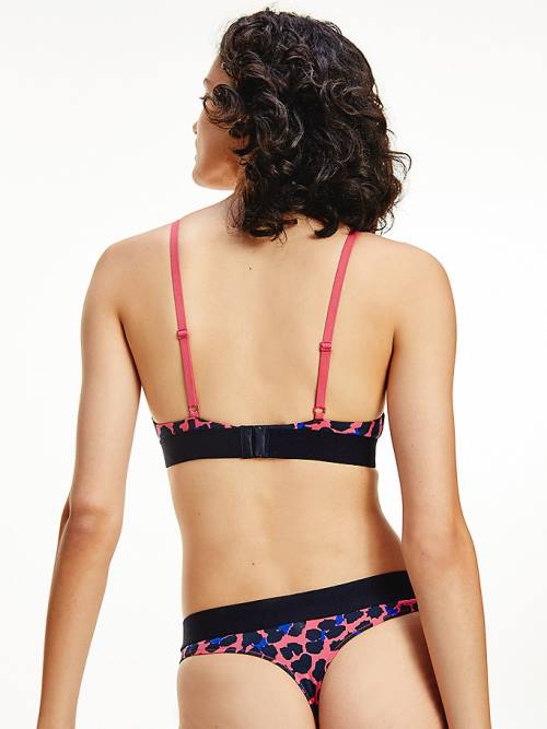 Tommy Hilfiger All-Over Logo Print Triangle Bra Ženske Spodnje Perilo Roza | TH143MDN