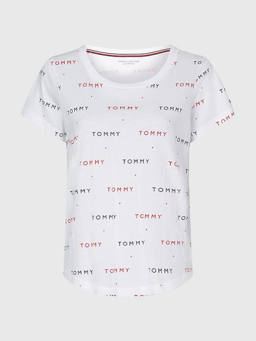 Tommy Hilfiger All-Over Logo Ženske Majice Bela | TH496UZS