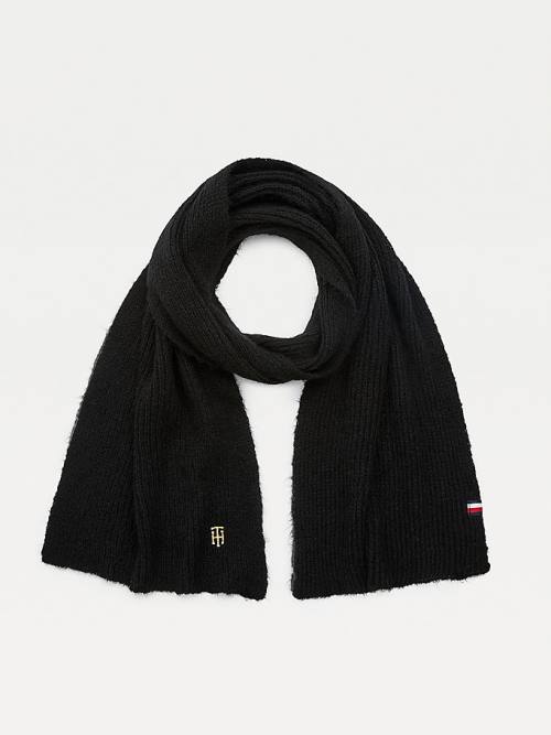 Tommy Hilfiger Alpaca Wool Blend Monogram Ženske Šal Črna | TH931EBV