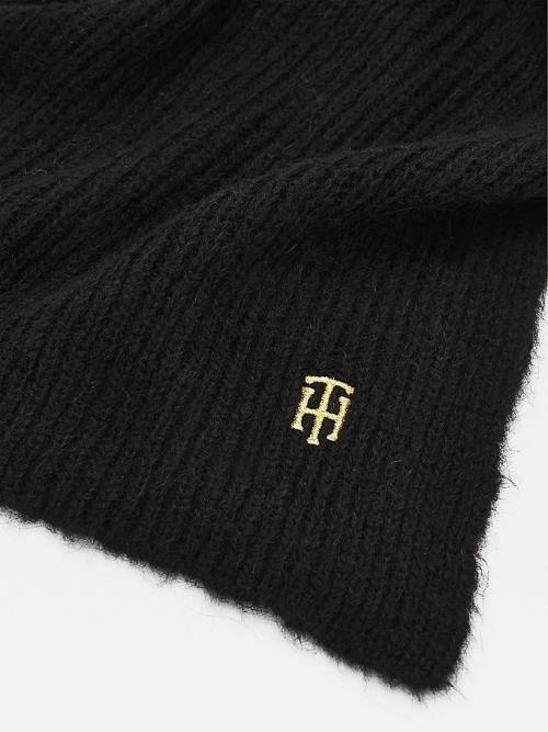 Tommy Hilfiger Alpaca Wool Blend Monogram Ženske Šal Črna | TH931EBV