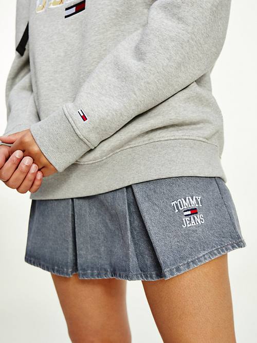 Tommy Hilfiger Argyle Oversized Fit Logo Ženske Pulover s kapuco Siva | TH692PTN