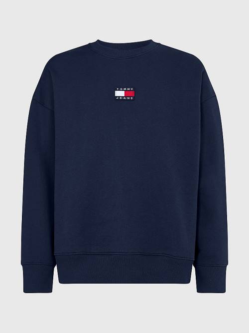 Tommy Hilfiger Badge Crew Neck Moški Pulover Modra | TH059QSM