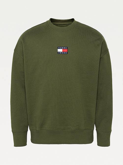 Tommy Hilfiger Badge Crew Neck Moški Pulover Zelena | TH426FKW