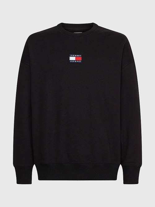 Tommy Hilfiger Badge Crew Neck Moški Pulover Črna | TH571ZIA