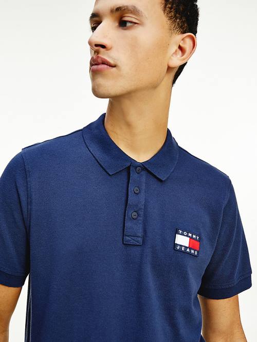 Tommy Hilfiger Badge Lightweight Regular Fit Moški Polo Majica Modra | TH270GUE