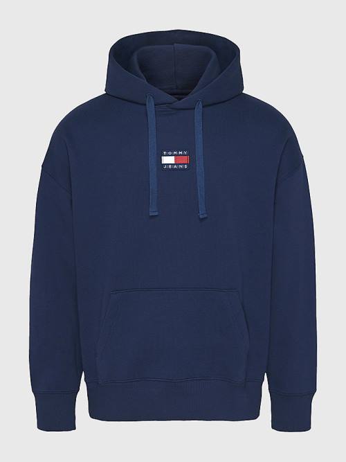 Tommy Hilfiger Badge Organic Cotton Moški Pulover s kapuco Modra | TH267ULG