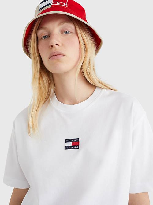 Tommy Hilfiger Badge Oversized Fit Ženske Majice Bela | TH045RFL