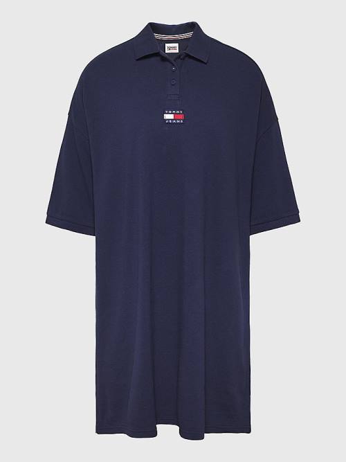 Tommy Hilfiger Badge Oversized Polo Ženske Obleke Modra | TH689ZXP