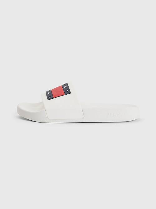 Tommy Hilfiger Badge Slides Ženske Sandali Bela | TH805YMC