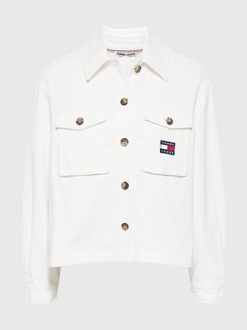 Tommy Hilfiger Badge Surplus Overshirt Ženske Srajce Bela | TH823PDH