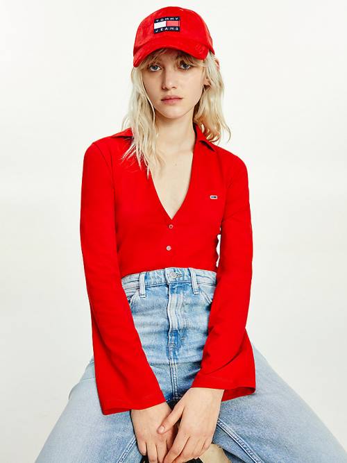 Tommy Hilfiger Badge Velvet Cap Ženske Kapa Rdeča | TH546NIR