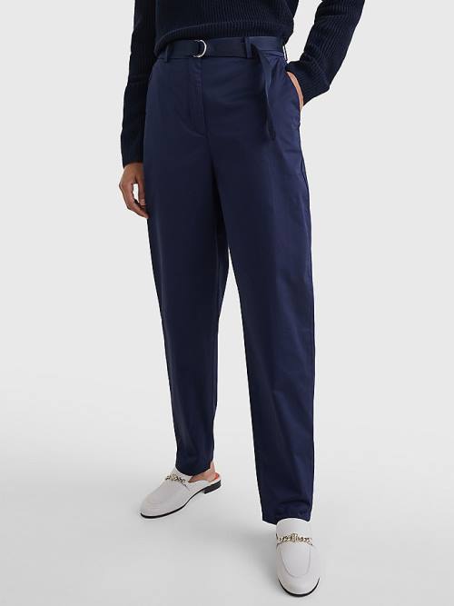 Tommy Hilfiger Belted Waist Tapered Leg Chinos Ženske Hlače Modra | TH490LHE