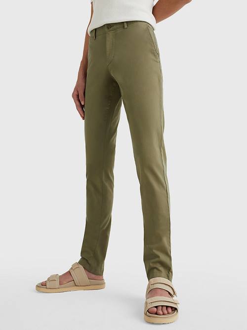 Tommy Hilfiger Bleecker Satin Slim Fit Chinos Moški Hlače Rjav | TH174DKH