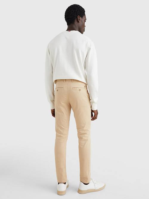 Tommy Hilfiger Bleecker Satin Slim Fit Chinos Moški Hlače Bež | TH341WZX