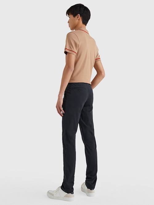 Tommy Hilfiger Bleecker Satin Slim Fit Chinos Moški Hlače Črna | TH756BFV