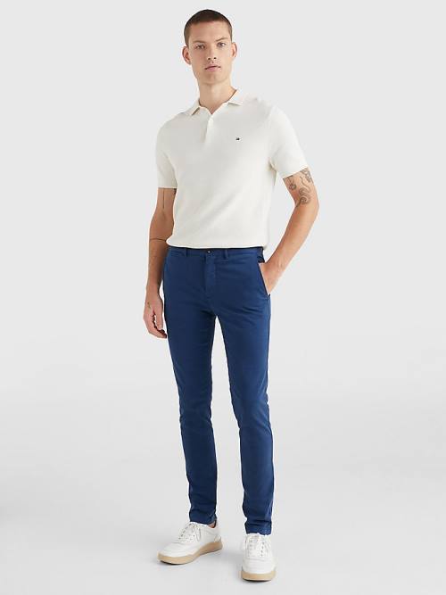 Tommy Hilfiger Bleecker Satin Slim Fit Chinos Moški Hlače Modra | TH912RZC